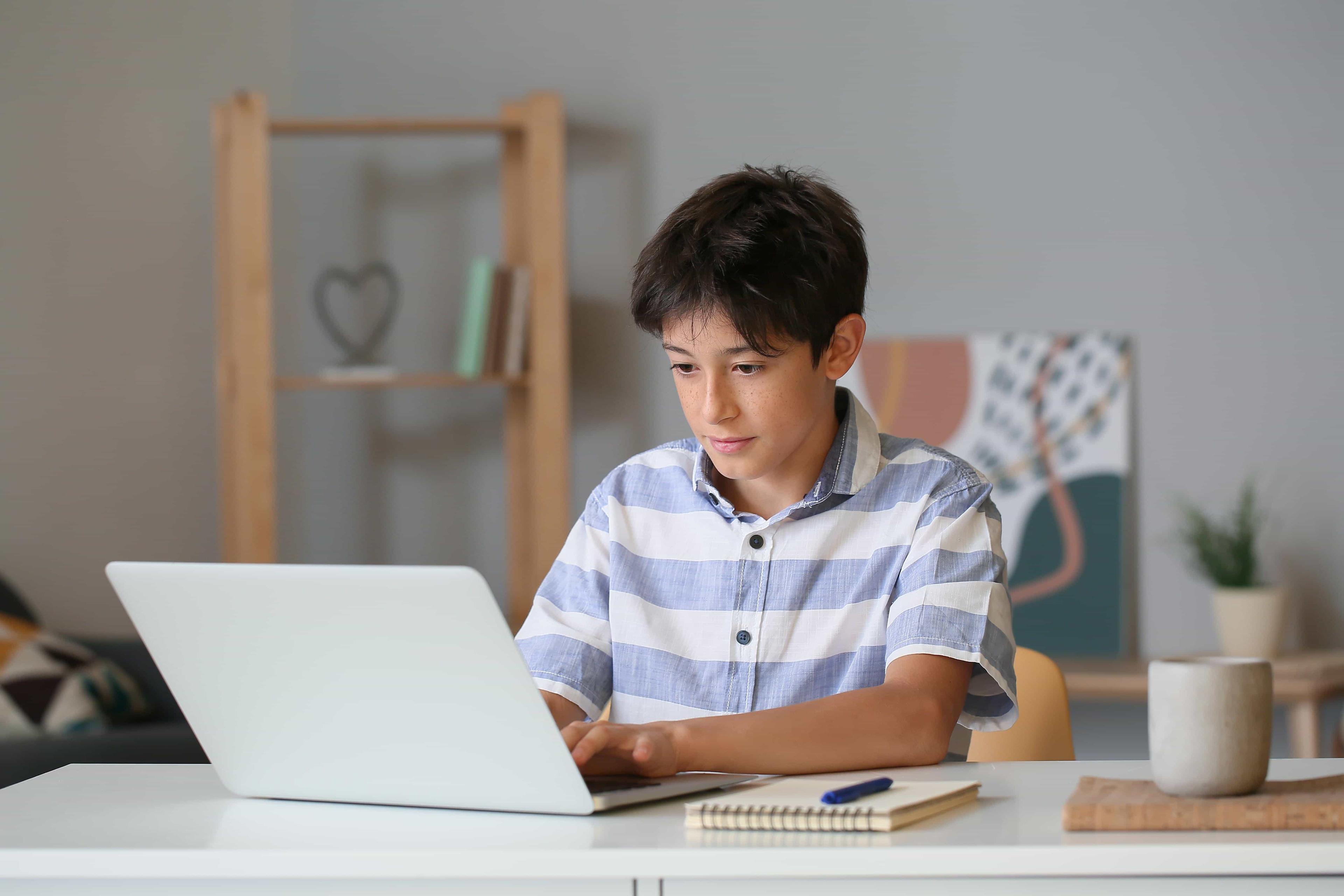 An A Level Computer Science student is engaged in coding and building applications on a laptop.